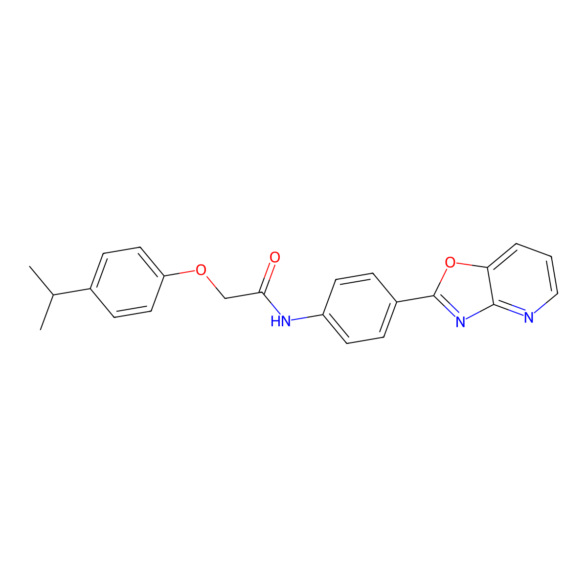 N-[4-([1,3]oxazolo[4,5-b]pyridin-2-yl)phenyl]-2-(4-propan-2-ylphenoxy)acetamide molecular structure, CAS 442522-41-0