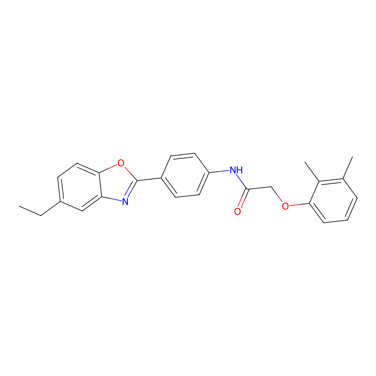 2-(2,3-dimethylphenoxy)-N-[4-(5-ethyl-1,3-benzoxazol-2-yl)phenyl]acetamide molecular structure, CAS 442522-59-0