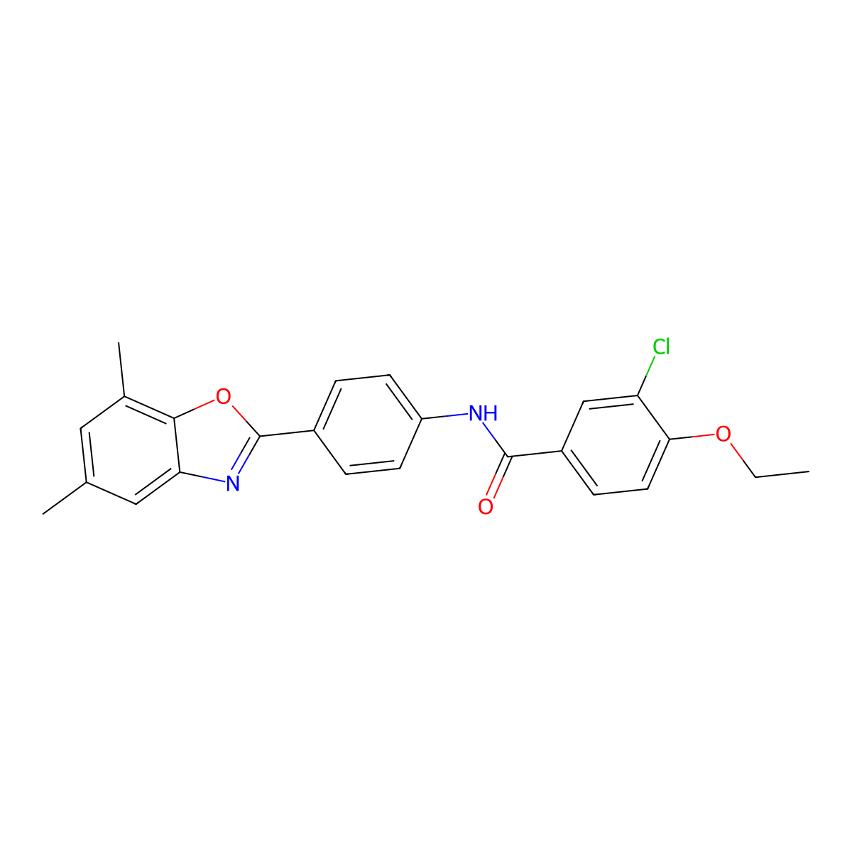 3-chloro-N-[4-(5,7-dimethyl-1,3-benzoxazol-2-yl)phenyl]-4-ethoxybenzamide molecular structure, CAS 442522-68-1