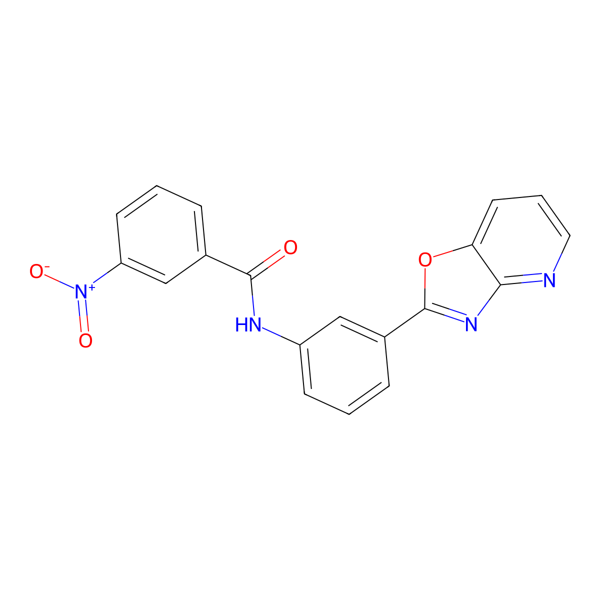 3-nitro-N-[3-([1,3]oxazolo[4,5-b]pyridin-2-yl)phenyl]benzamide molecular structure, CAS 442524-14-3