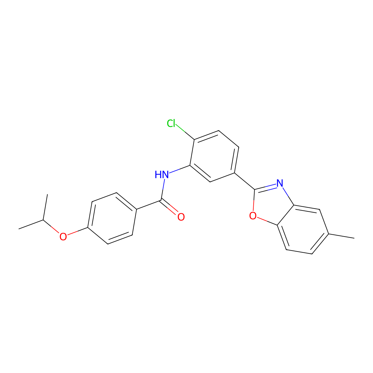 N-[2-chloro-5-(5-methyl-1,3-benzoxazol-2-yl)phenyl]-4-(propan-2-yloxy)benzamide molecular structure, CAS 442524-34-7