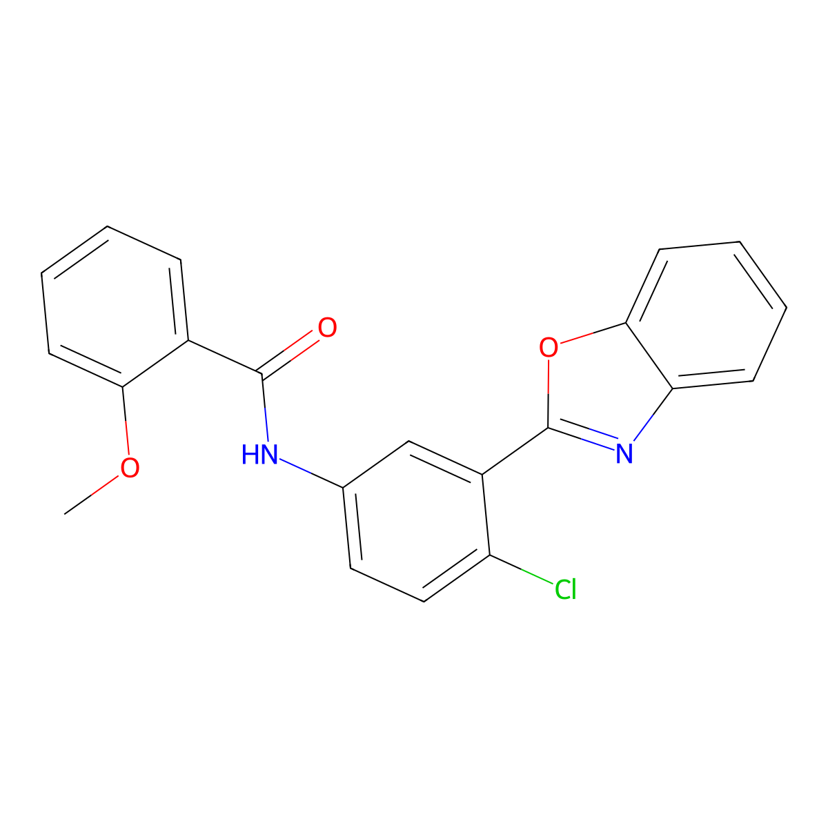 N-[3-(1,3-benzoxazol-2-yl)-4-chlorophenyl]-2-methoxybenzamide molecular structure, CAS 442524-43-8