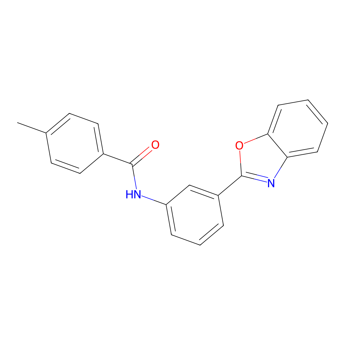 N-[3-(1,3-benzoxazol-2-yl)phenyl]-4-methylbenzamide molecular structure, CAS 442524-48-3
