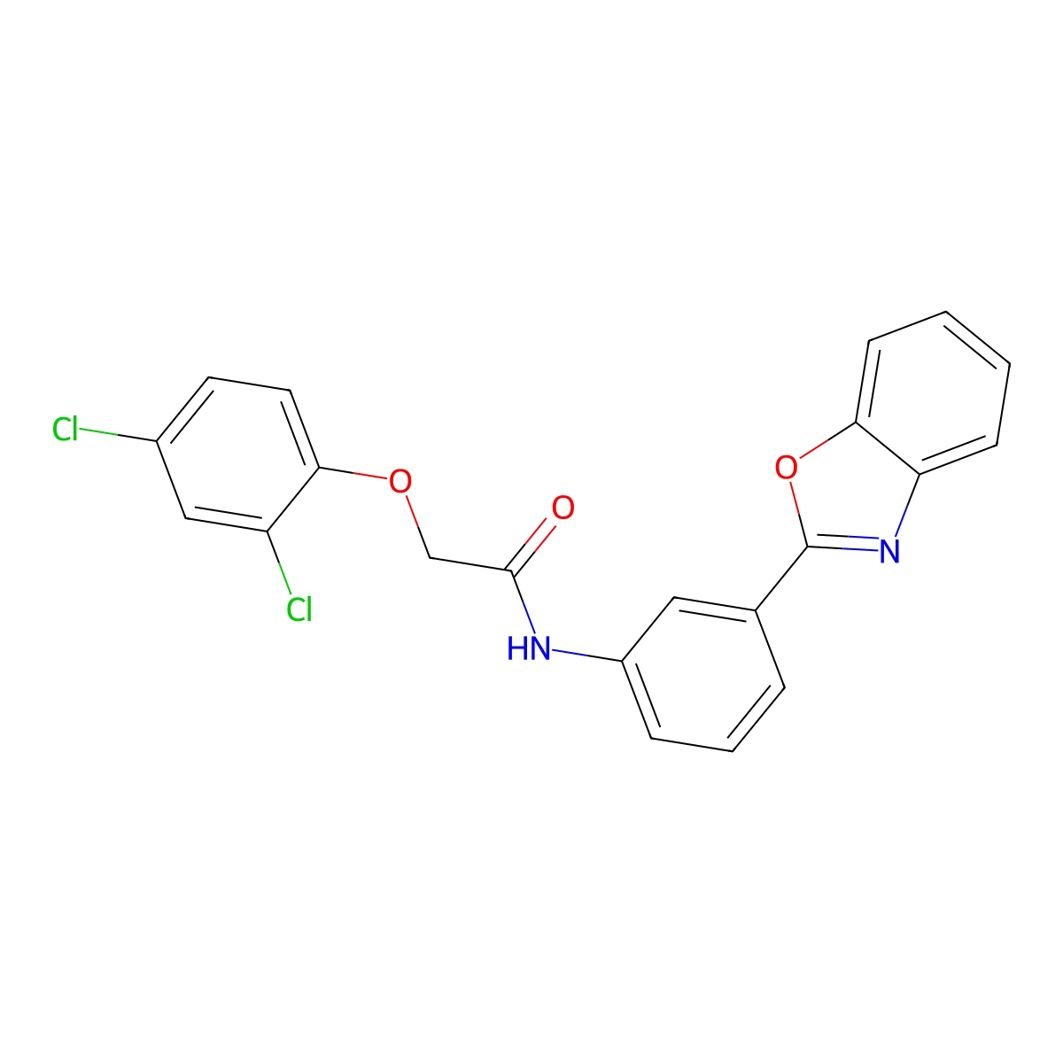 N-[3-(1,3-benzoxazol-2-yl)phenyl]-2-(2,4-dichlorophenoxy)acetamide molecular structure, CAS 442524-53-0