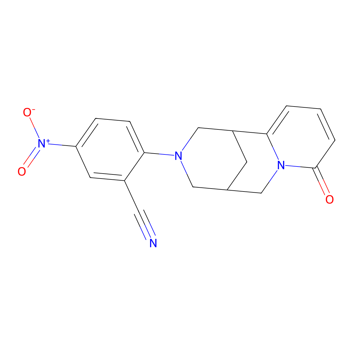 5-Nitro-2-(1,5,6,8-tetrahydro-8-oxo-1,5-methano-2H-pyrido(1,2-a)(1,5)diazocin-3(4H)-yl)benzonitrile molecular structure, CAS 442531-31-9