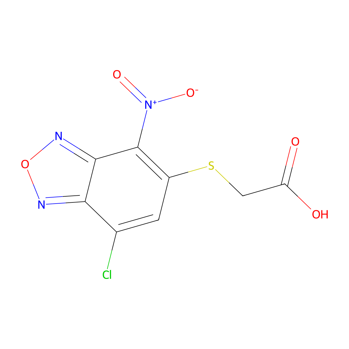 [(7-Chloro-4-nitro-2,1,3-benzoxadiazol-5-yl)thio]acetic acid molecular structure, CAS 442531-32-0
