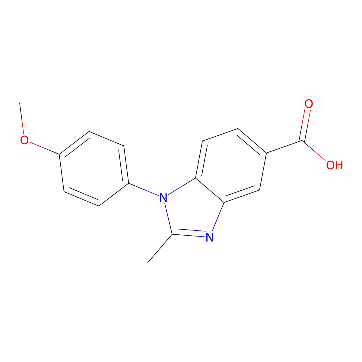 1-(4-methoxyphenyl)-2-methyl-1H-benzimidazole-5-carboxylic acid molecular structure, CAS 442531-47-7