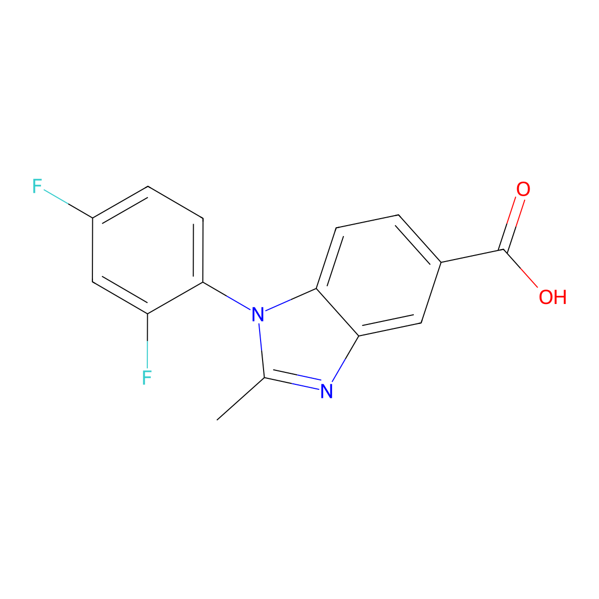 1-(2,4-difluorophenyl)-2-methyl-1H-benzimidazole-5-carboxylic acid molecular structure, CAS 442531-48-8