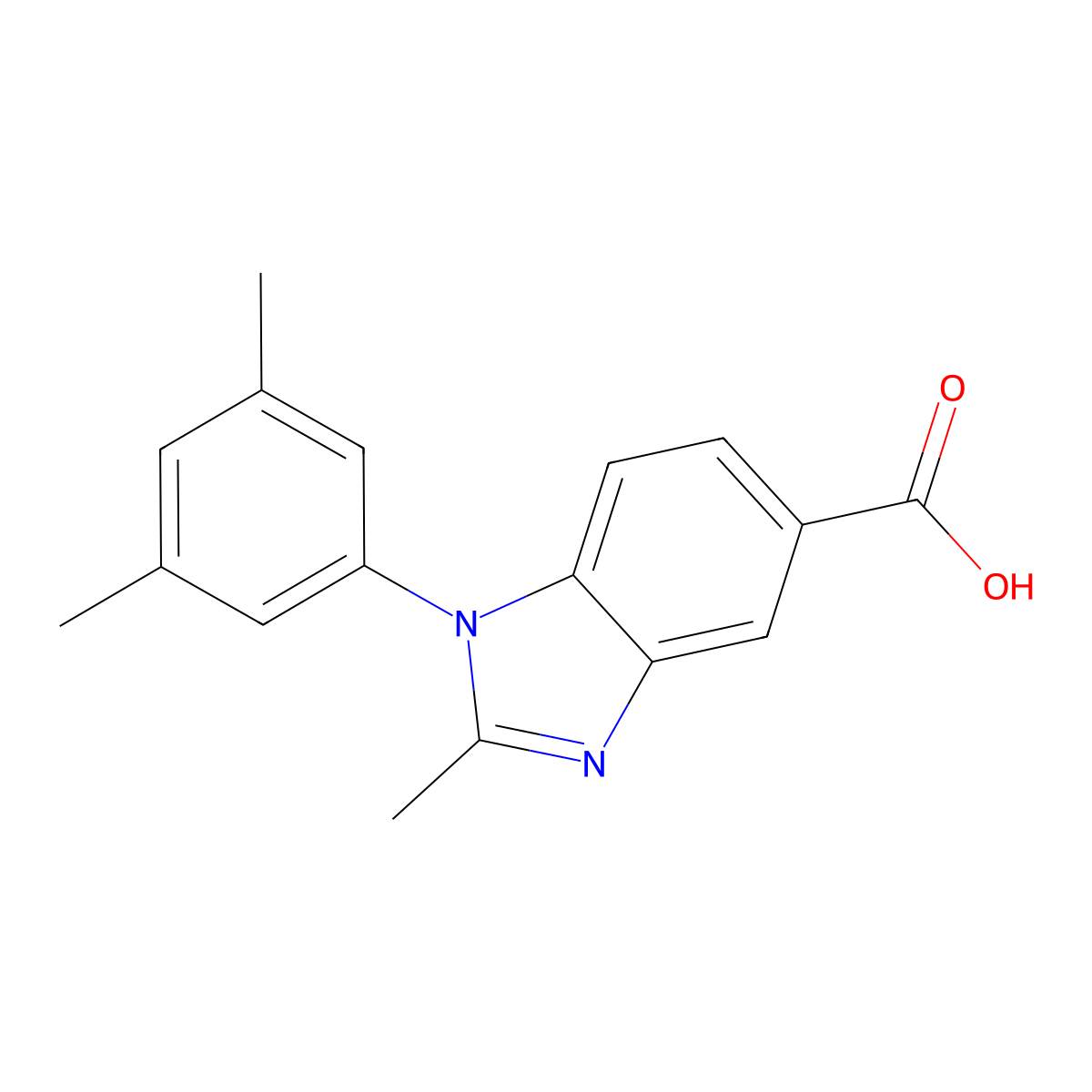 1-(3,5-Dimethylphenyl)-2-methyl-1H-benzimidazole-5-carboxylic acid molecular structure, CAS 442531-52-4