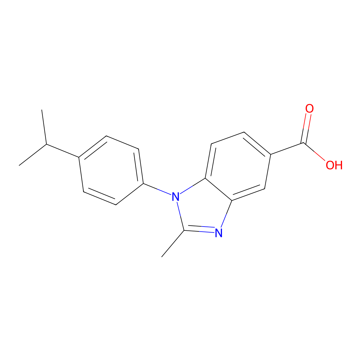 1-(4-isopropylphenyl)-2-methyl-1H-benzimidazole-5-carboxylic acid molecular structure, CAS 442531-53-5