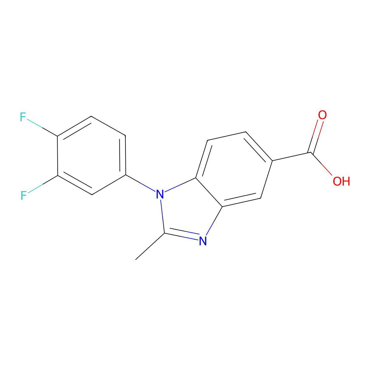 1-(3,4-difluorophenyl)-2-methyl-1H-benzimidazole-5-carboxylic acid molecular structure, CAS 442531-56-8