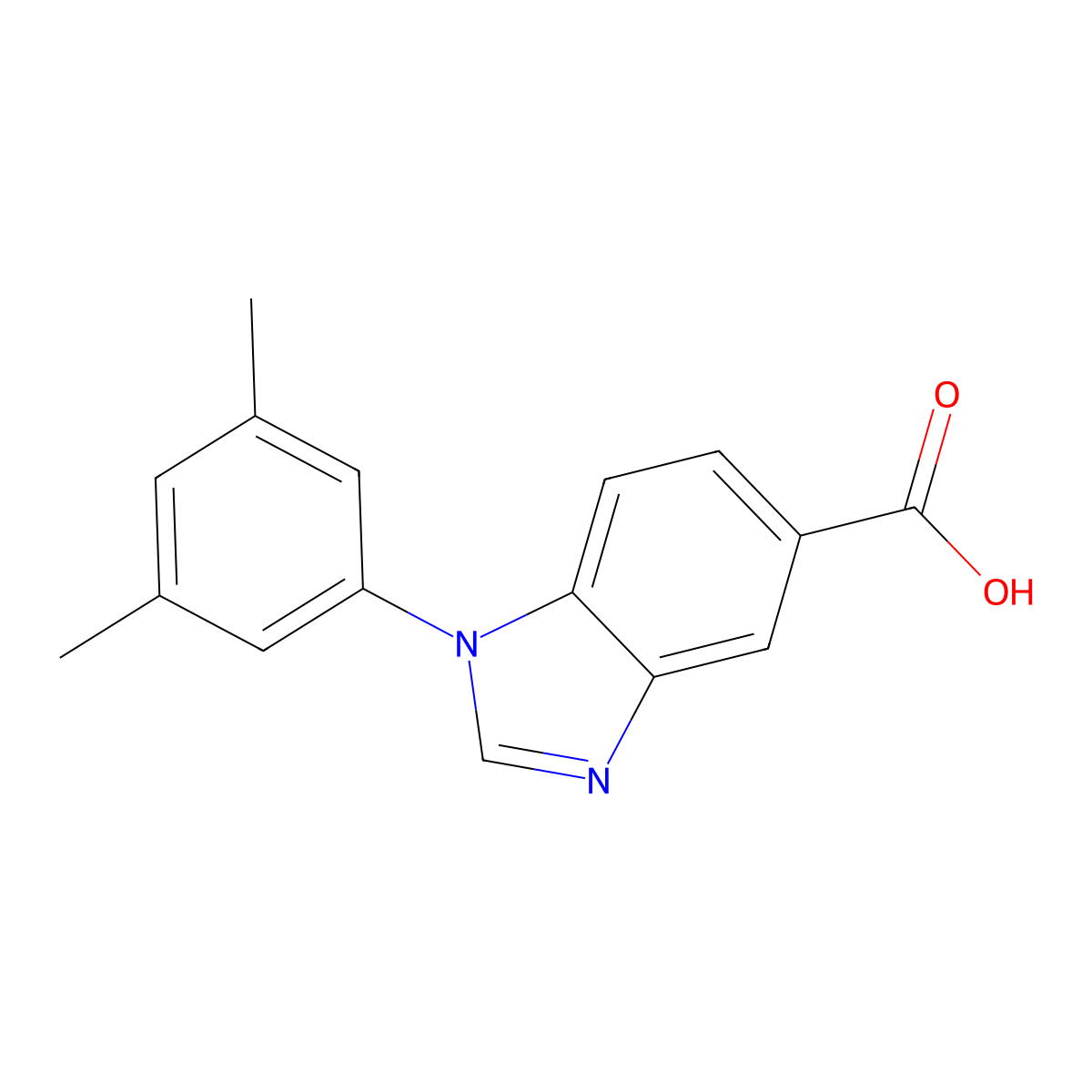 1-(3,5-dimethylphenyl)-1H-benzimidazole-5-carboxylic acid molecular structure, CAS 442531-63-7