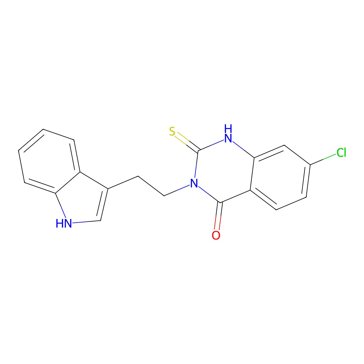 7-chloro-3-[2-(1H-indol-3-yl)ethyl]-2-sulfanylidene-1H-quinazolin-4-one molecular structure, CAS 442532-01-6