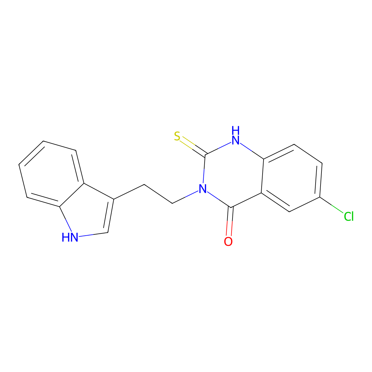 6-chloro-3-[2-(1H-indol-3-yl)ethyl]-2-sulfanylidene-1H-quinazolin-4-one molecular structure, CAS 442532-02-7