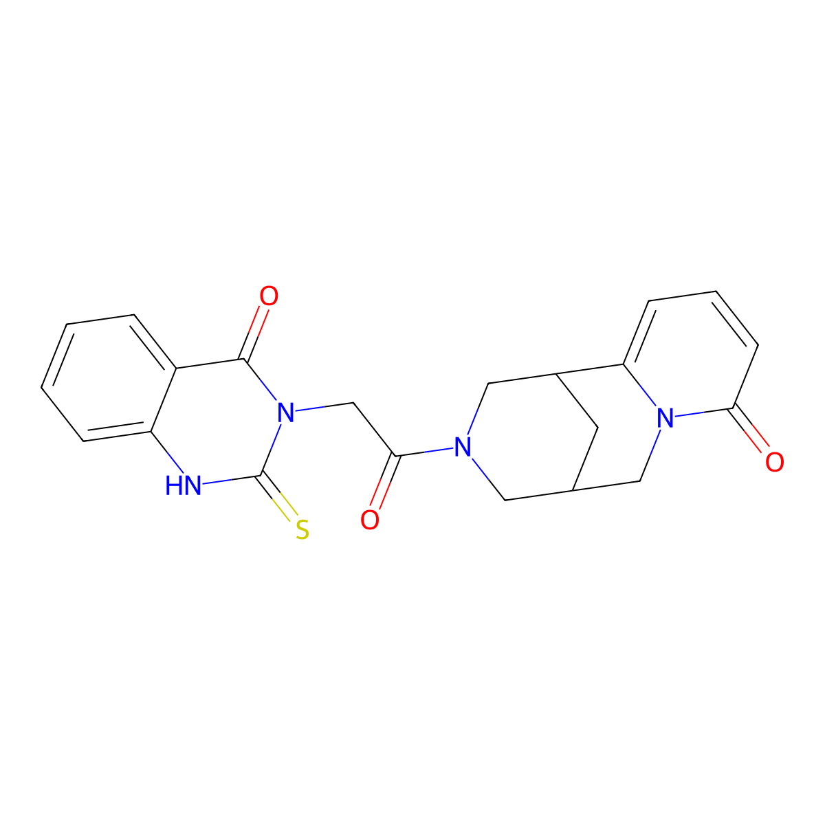 3-(2-(4-oxo-2-thioxo-1,2-dihydroquinazolin-3(4H)-yl)acetyl)-3,4,5,6-tetrahydro-1H-1,5-methanopyrido[1,2-a][1,5]diazocin-8(2H)-one molecular structure, CAS 442532-03-8