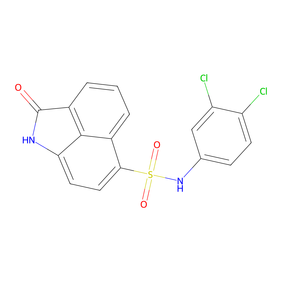 N-(3,4-dichlorophenyl)-2-oxo-1,2-dihydrobenzo[cd]indole-6-sulfonamide molecular structure, CAS 442534-82-9