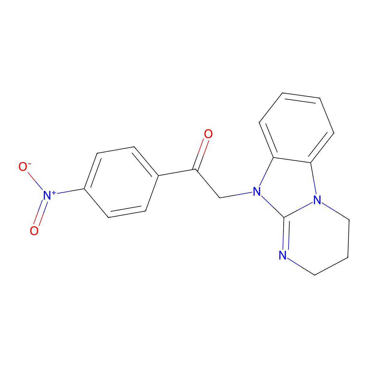 2-(3,4-dihydro-2H-pyrimido[1,2-a]benzimidazol-10-yl)-1-(4-nitrophenyl)ethanone molecular structure, CAS 442535-42-4