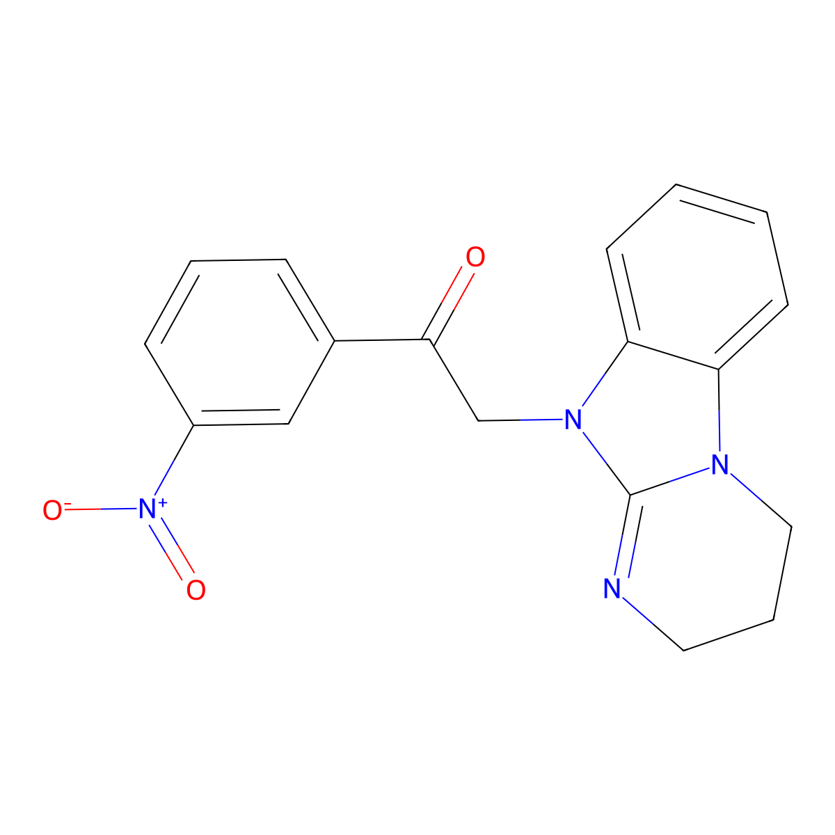 2-(3,4-dihydro-2H-pyrimido[1,2-a]benzimidazol-10-yl)-1-(3-nitrophenyl)ethanone molecular structure, CAS 442535-43-5