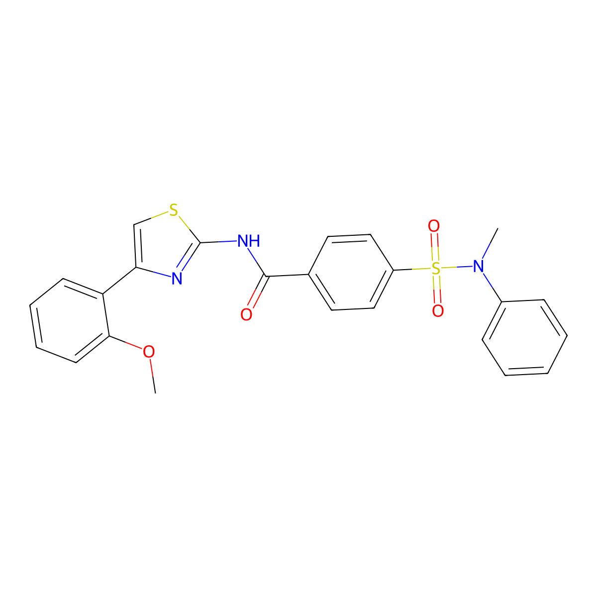 N-[4-(2-methoxyphenyl)-1,3-thiazol-2-yl]-4-[methyl(phenyl)sulfamoyl]benzamide molecular structure, CAS 442535-49-1