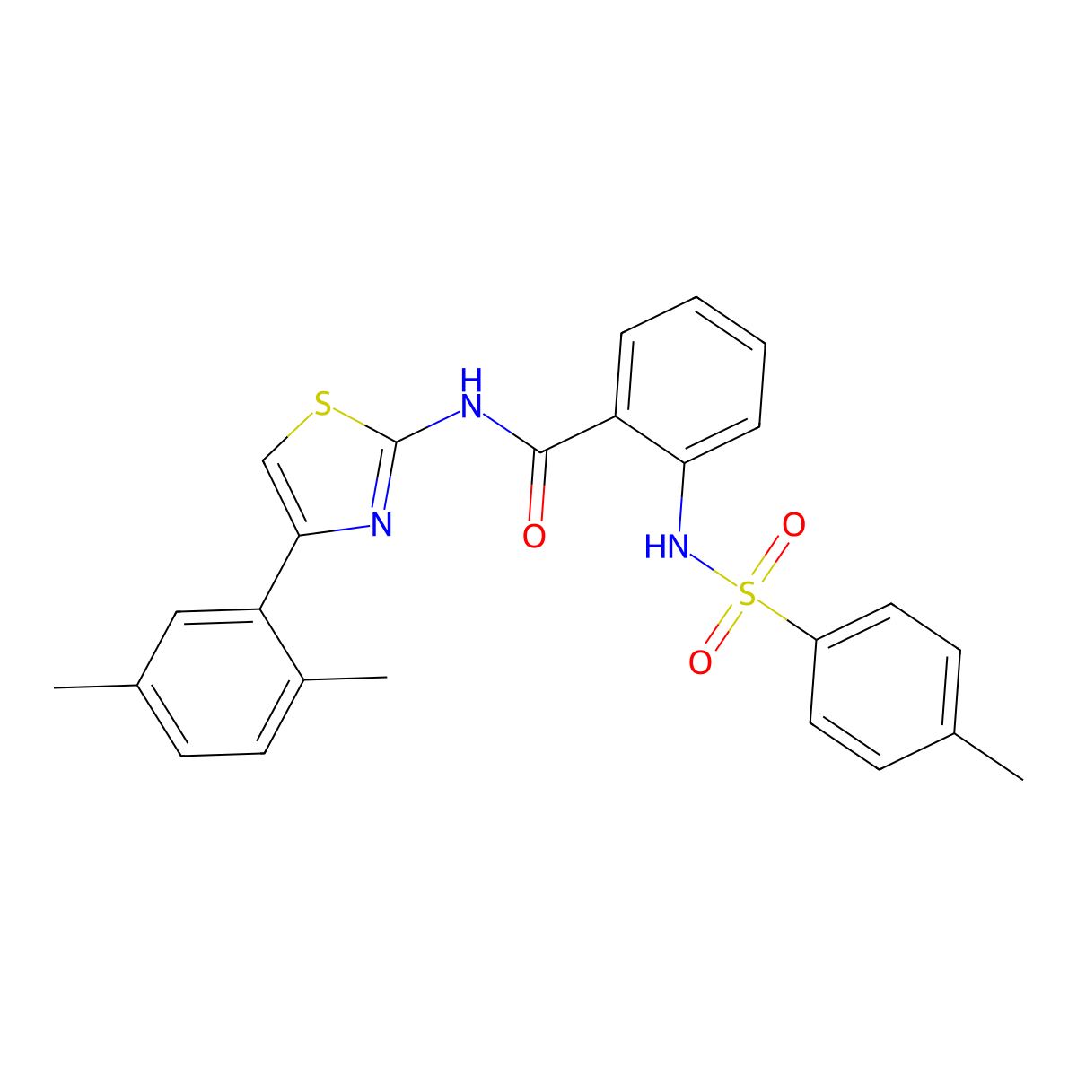 N-[4-(2,5-dimethylphenyl)-1,3-thiazol-2-yl]-2-[(4-methylphenyl)sulfonylamino]benzamide molecular structure, CAS 442535-82-2