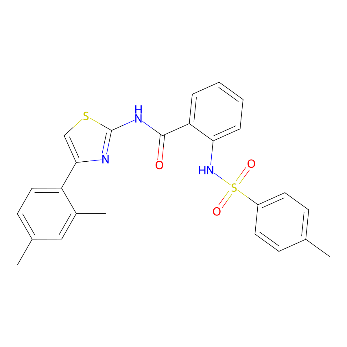 N-[4-(2,4-dimethylphenyl)-1,3-thiazol-2-yl]-2-[(4-methylphenyl)sulfonylamino]benzamide molecular structure, CAS 442535-83-3