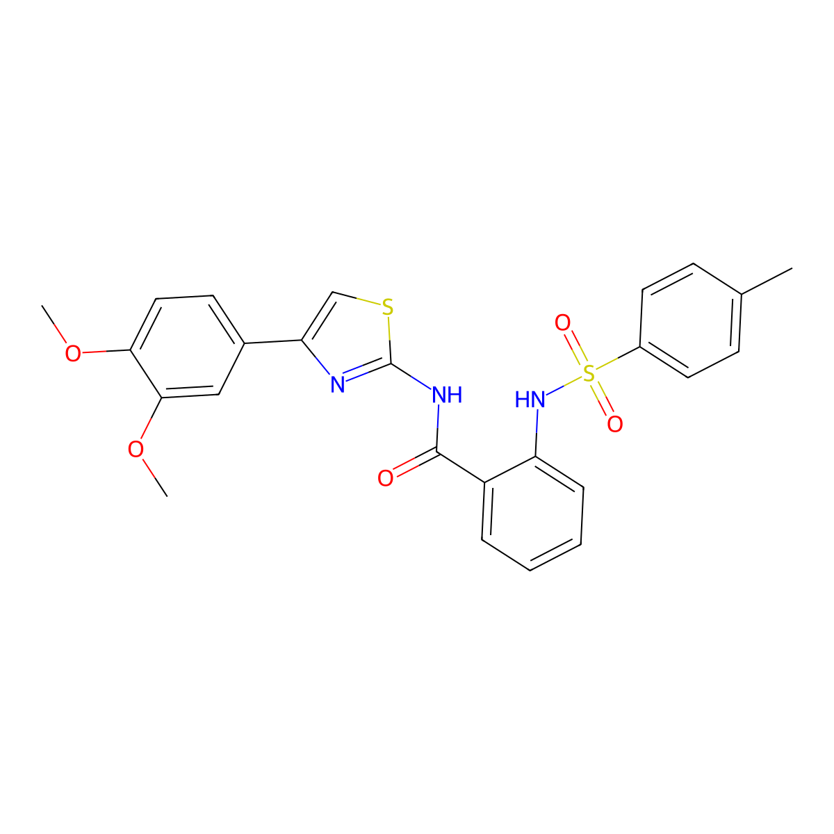 N-[4-(3,4-dimethoxyphenyl)-1,3-thiazol-2-yl]-2-[(4-methylphenyl)sulfonylamino]benzamide molecular structure, CAS 442535-84-4