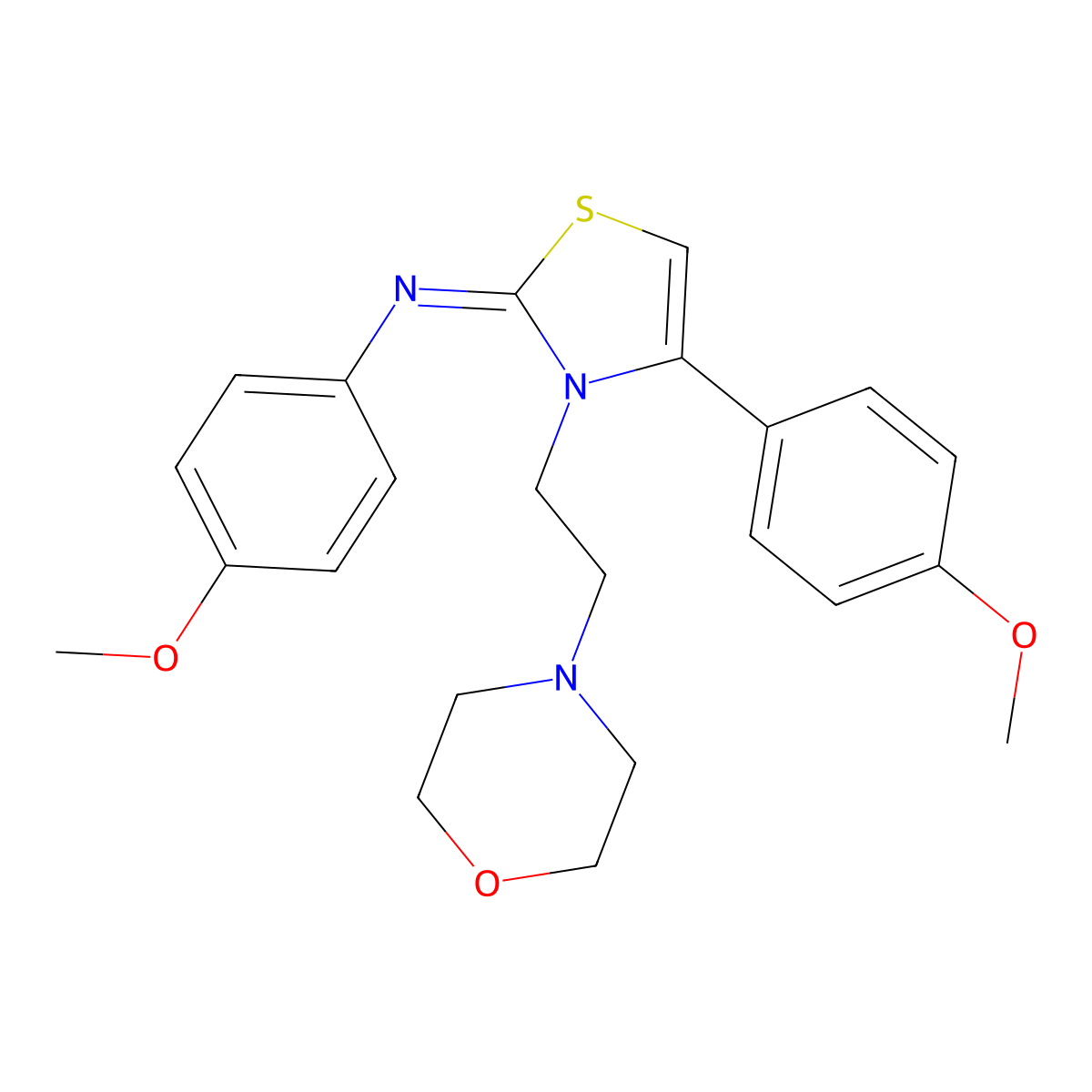 4-methoxy-N-[(2Z)-4-(4-methoxyphenyl)-3-[2-(morpholin-4-yl)ethyl]-1,3-thiazol-2(3H)-ylidene]aniline molecular structure, CAS 442535-85-5