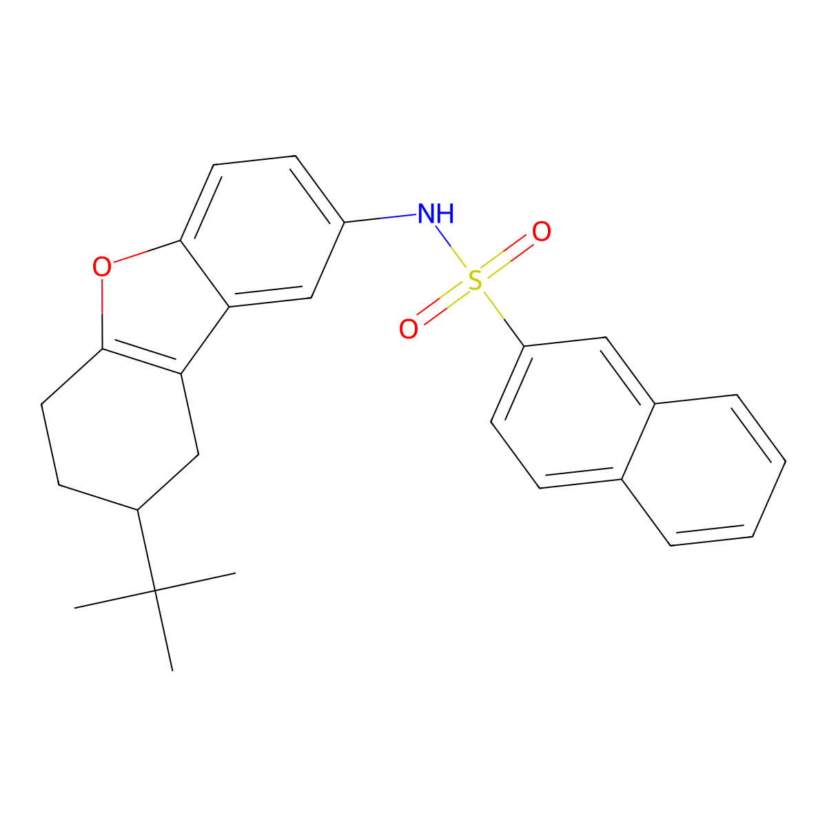 N-(8-tert-butyl-6,7,8,9-tetrahydrodibenzo[b,d]furan-2-yl)-2-naphthalenesulfonamide molecular structure, CAS 442535-89-9