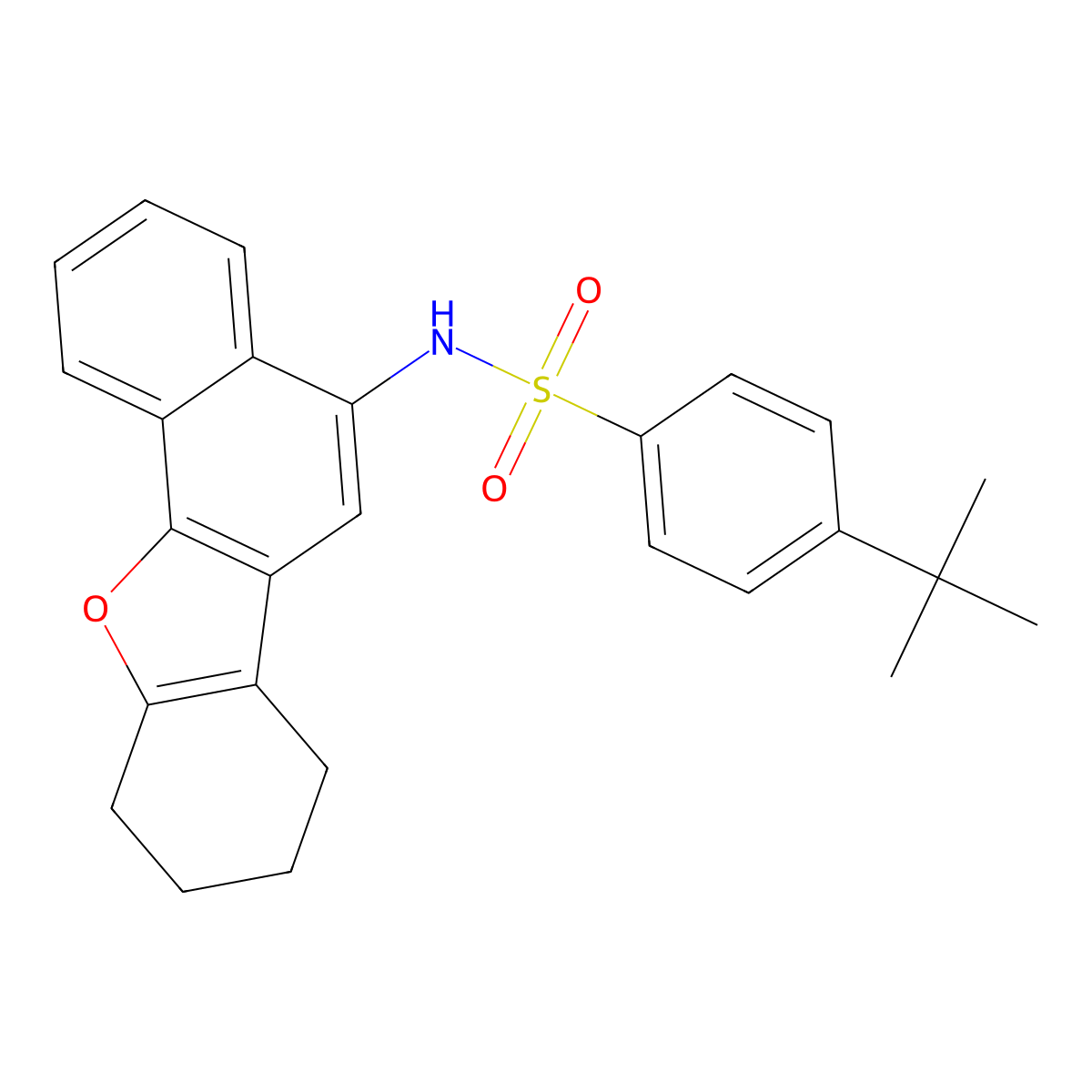 4-(tert-butyl)-N-(7,8,9,10-tetrahydronaphtho[1,2-b]benzofuran-5-yl)benzenesulfonamide molecular structure, CAS 442535-91-3