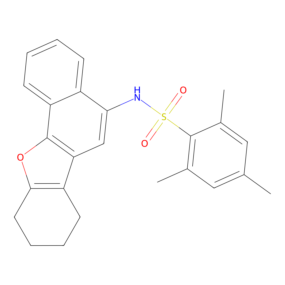 2,4,6-trimethyl-N-(7,8,9,10-tetrahydronaphtho[1,2-b][1]benzofuran-5-yl)benzenesulfonamide molecular structure, CAS 442535-92-4