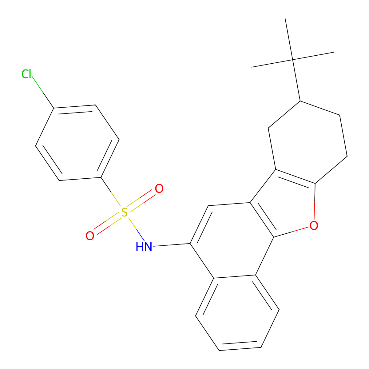N-(8-(tert-butyl)-7,8,9,10-tetrahydronaphtho[1,2-b]benzofuran-5-yl)-4-chlorobenzenesulfonamide molecular structure, CAS 442535-96-8