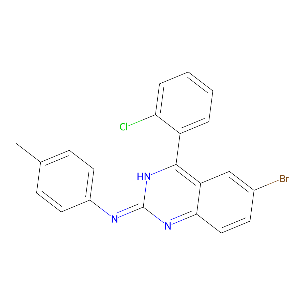 6-bromo-4-(2-chlorophenyl)-N-(4-methylphenyl)quinazolin-2-amine molecular structure, CAS 442536-83-6
