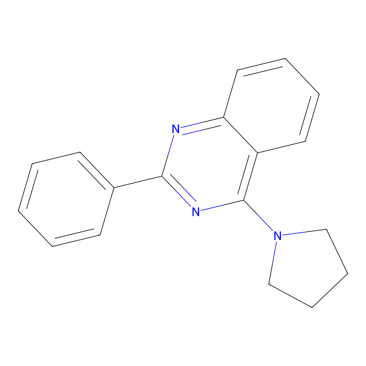 2-Phenyl-4-(1-pyrrolidinyl)quinazoline molecular structure, CAS 442536-98-3