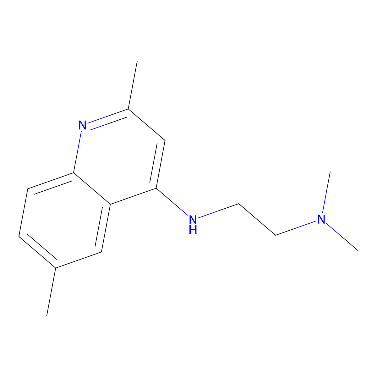 N'-(2,6-dimethylquinolin-4-yl)-N,N-dimethylethane-1,2-diamine molecular structure, CAS 442537-10-2