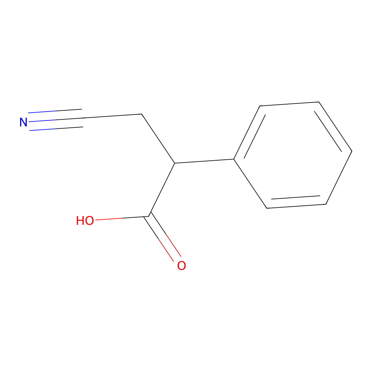 3-Cyano-2-phenylpropanoic acid molecular structure, CAS 442542-97-4