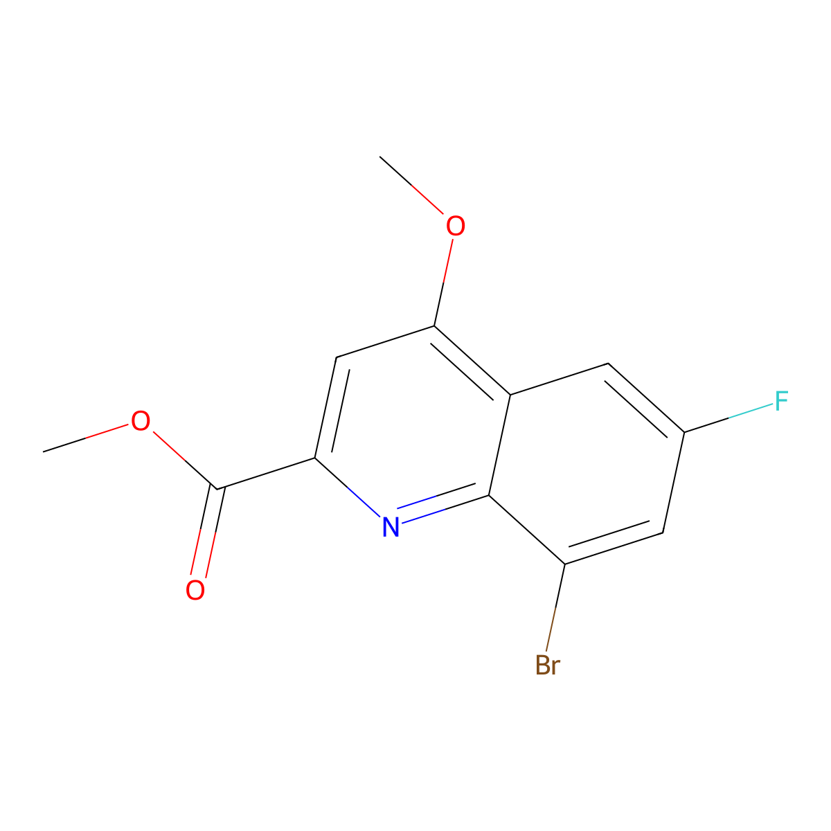 Methyl 8-bromo-6-fluoro-4-methoxyquinoline-2-carboxylate molecular structure, CAS 442549-60-2