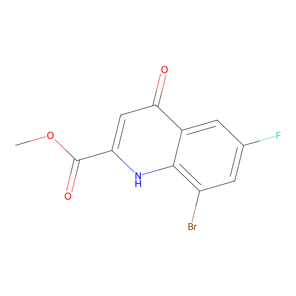 Methyl 8-bromo-6-fluoro-4-oxo-1,4-dihydroquinoline-2-carboxylate molecular structure, CAS 442549-68-0
