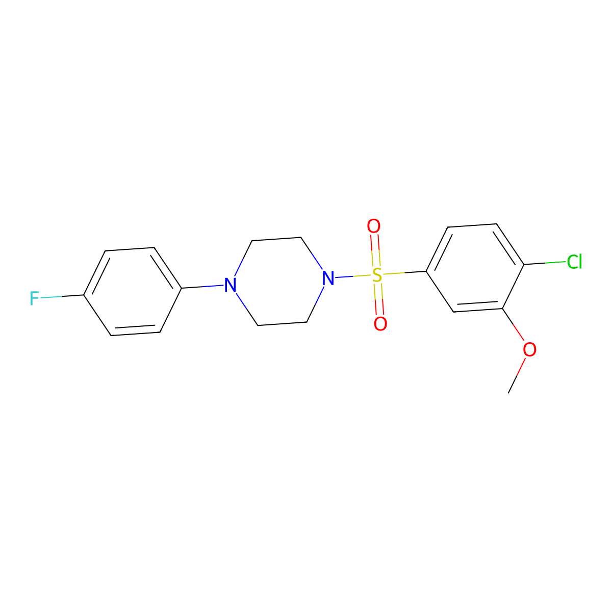 1-((4-Chloro-3-methoxyphenyl)sulfonyl)-4-(4-fluorophenyl)piperazine molecular structure, CAS 442552-72-9