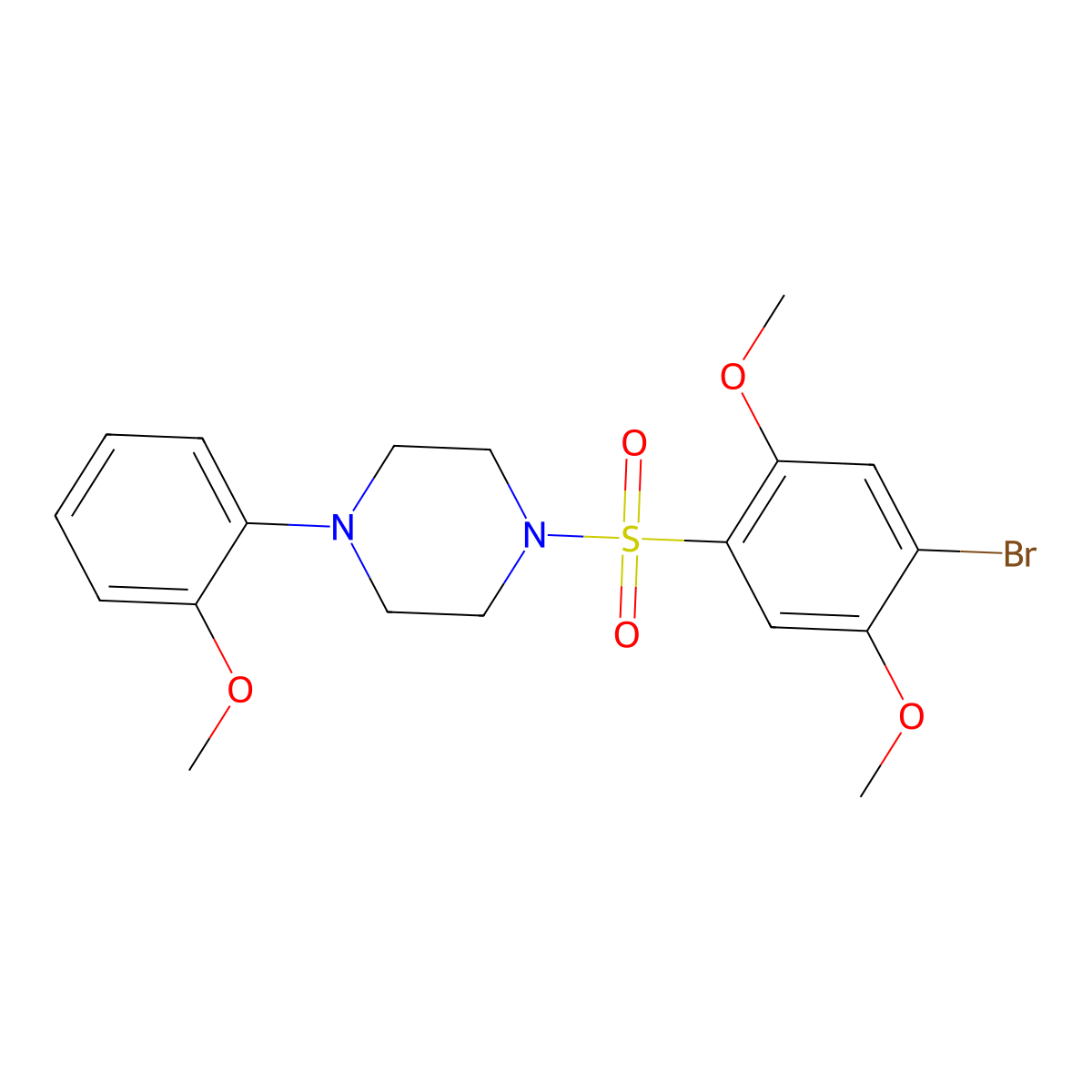 1-[(4-Bromo-2,5-dimethoxyphenyl)sulfonyl]-4-(2-methoxyphenyl)piperazine molecular structure, CAS 442552-74-1