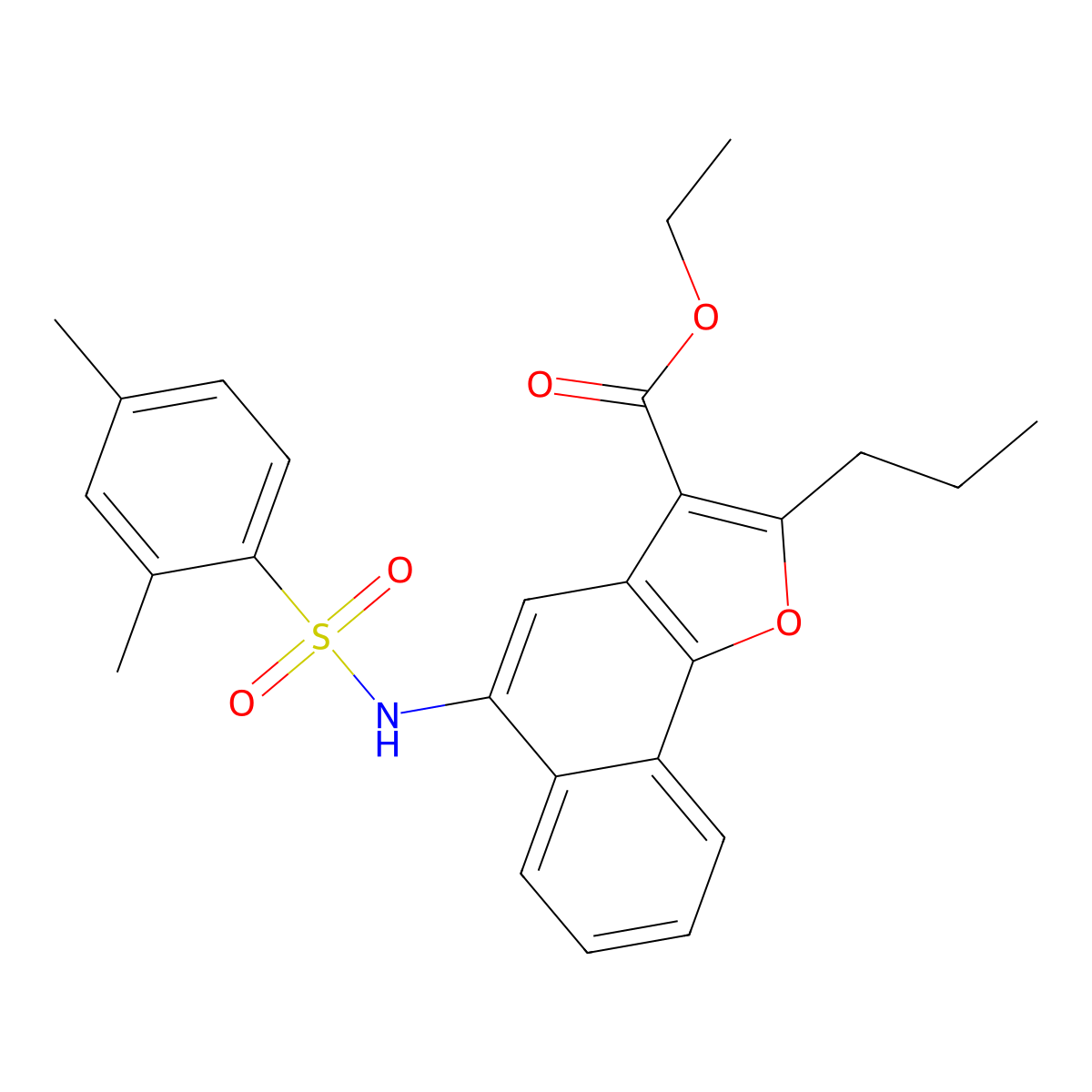 Ethyl 5-(2,4-dimethylbenzenesulfonamido)-2-propylnaphtho[1,2-B]furan-3-carboxylate molecular structure, CAS 442553-43-7