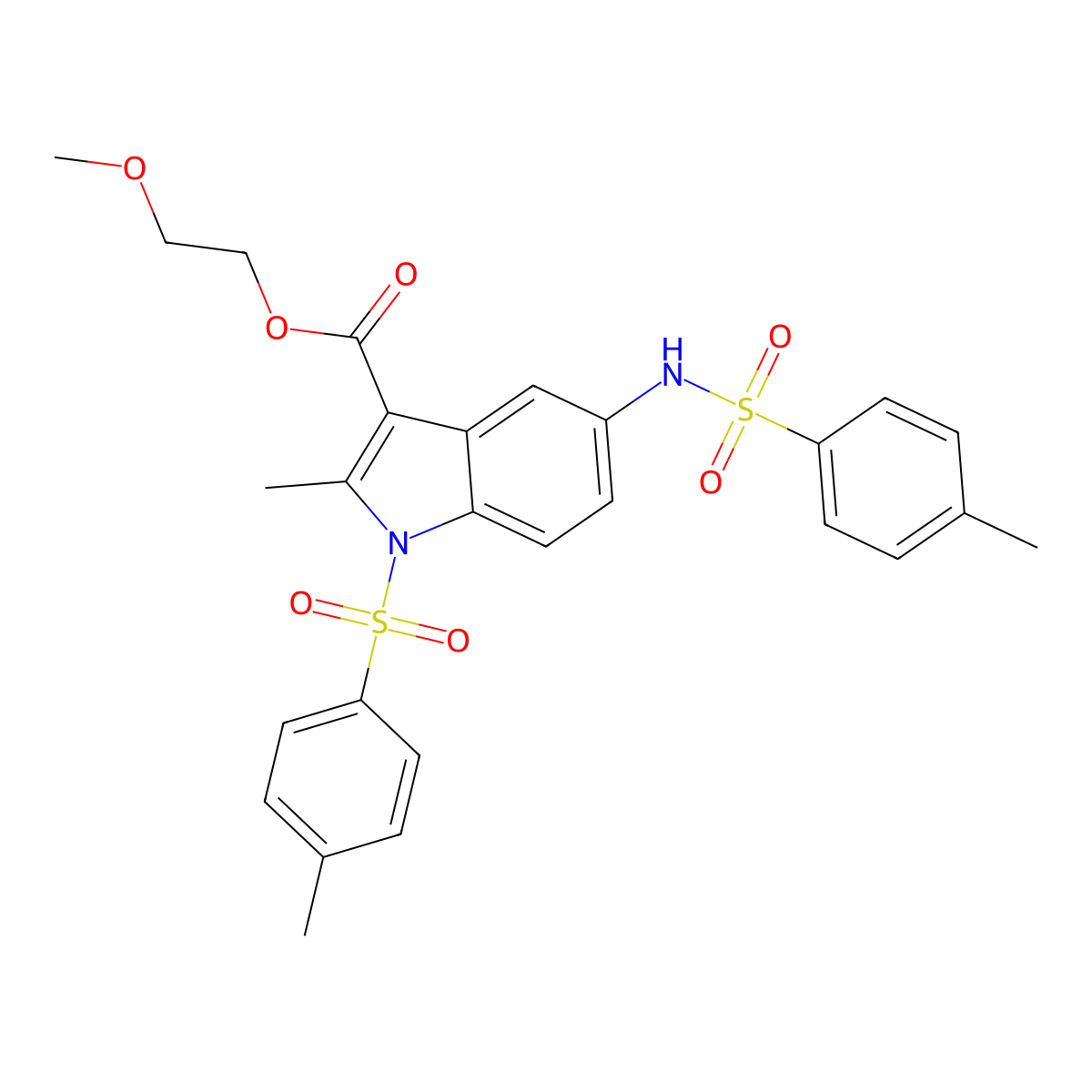 2-Methoxyethyl 2-methyl-1-(4-methylphenyl)sulfonyl-5-[(4-methylphenyl)sulfonylamino]indole-3-carboxylate molecular structure, CAS 442553-72-2