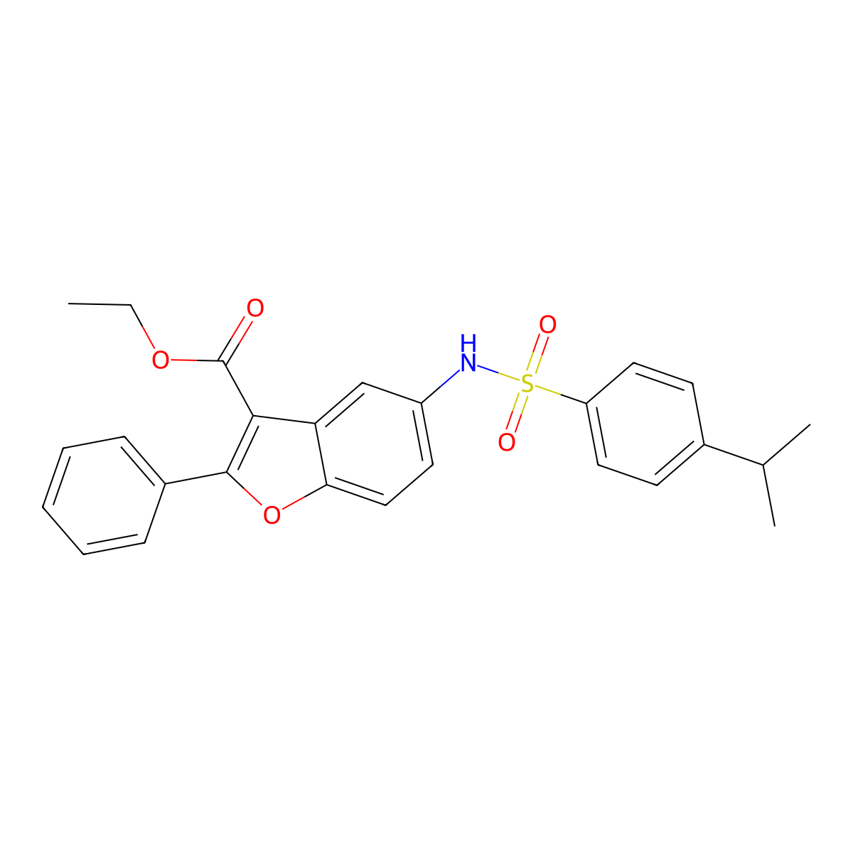 Ethyl 5-{[(4-isopropylphenyl)sulfonyl]amino}-2-phenyl-1-benzofuran-3-carboxylate molecular structure, CAS 442553-75-5