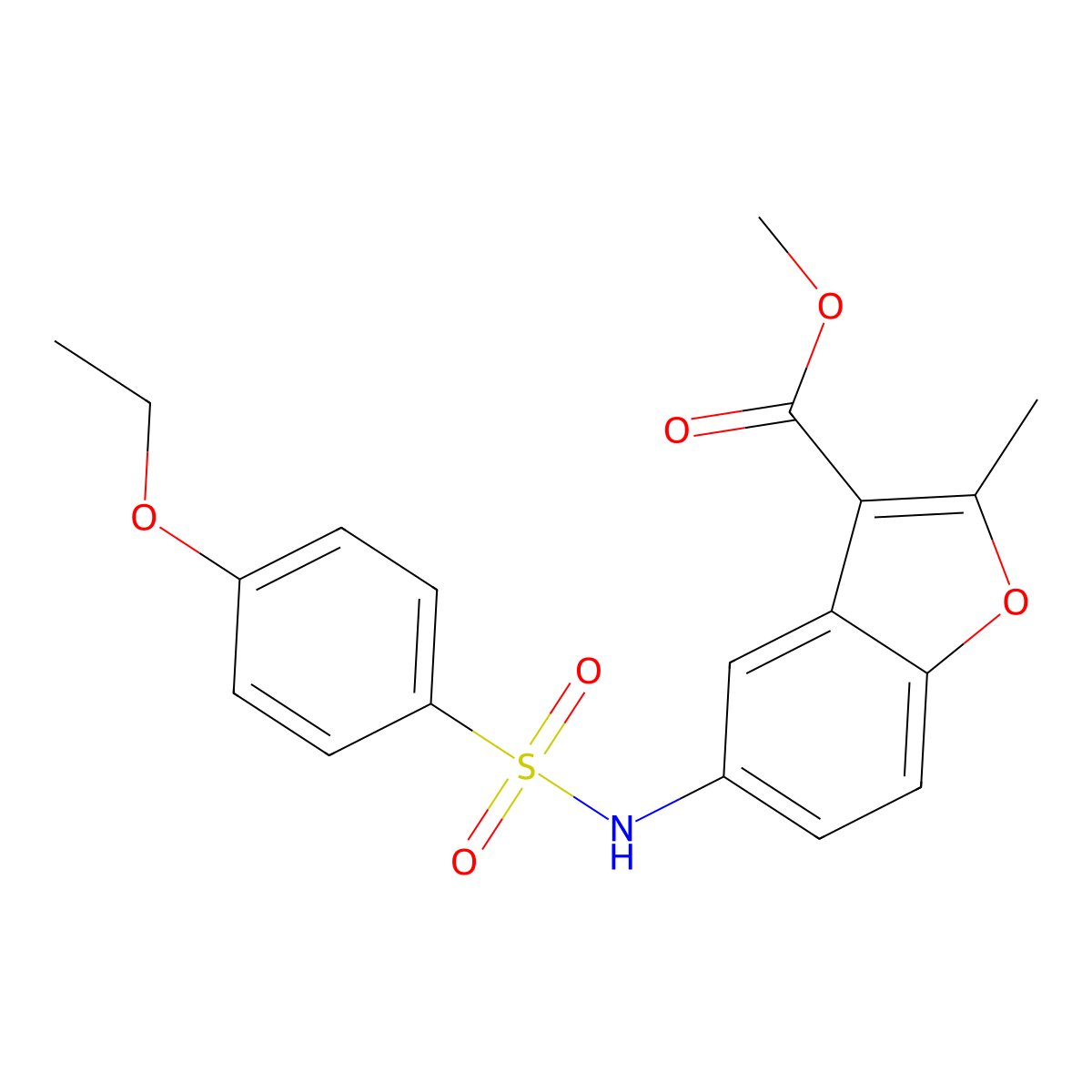 Methyl 5-[(4-ethoxyphenyl)sulfonylamino]-2-methyl-1-benzofuran-3-carboxylate molecular structure, CAS 442553-79-9