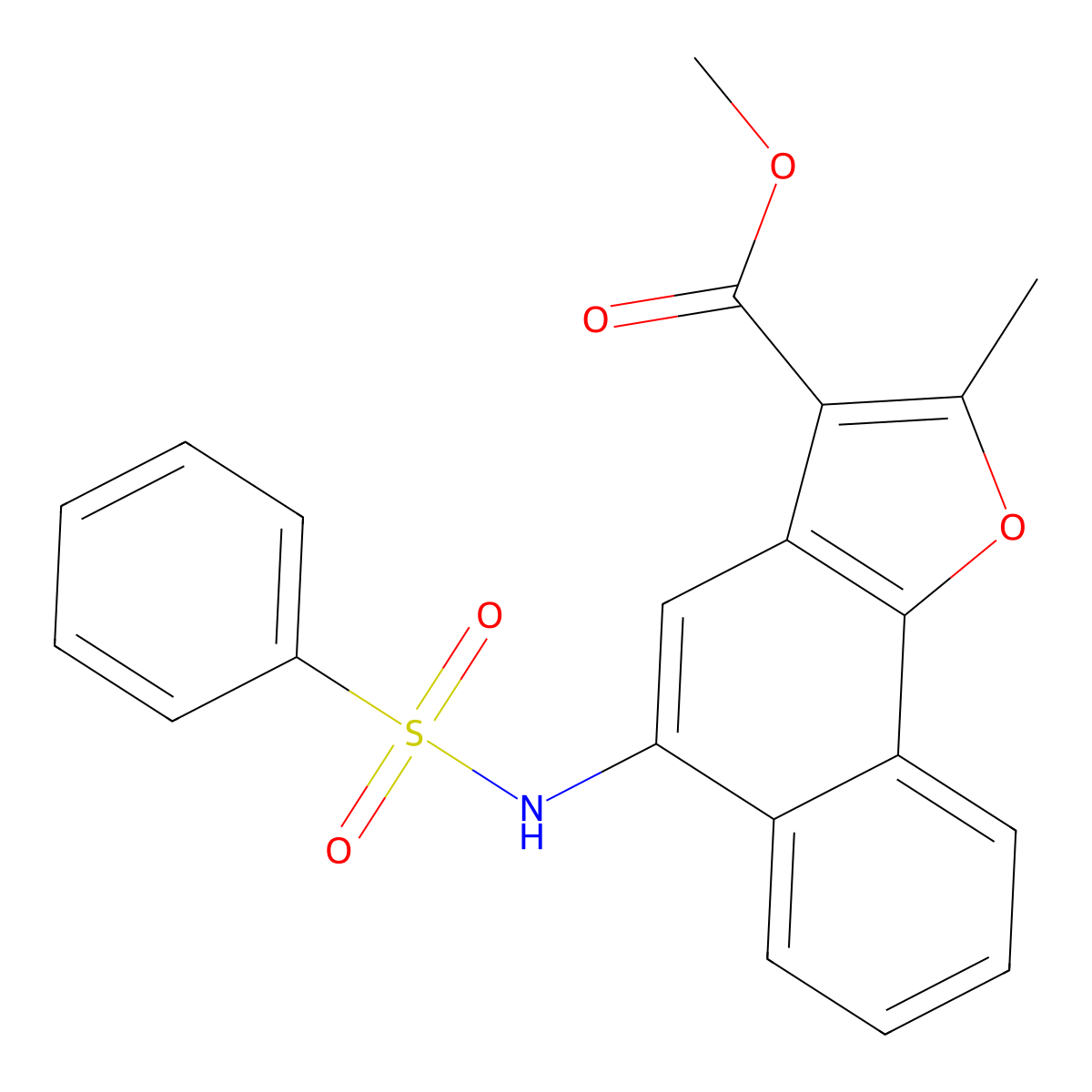 Methyl 2-methyl-5-[(phenylsulfonyl)amino]naphtho[1,2-b]furan-3-carboxylate molecular structure, CAS 442553-81-3