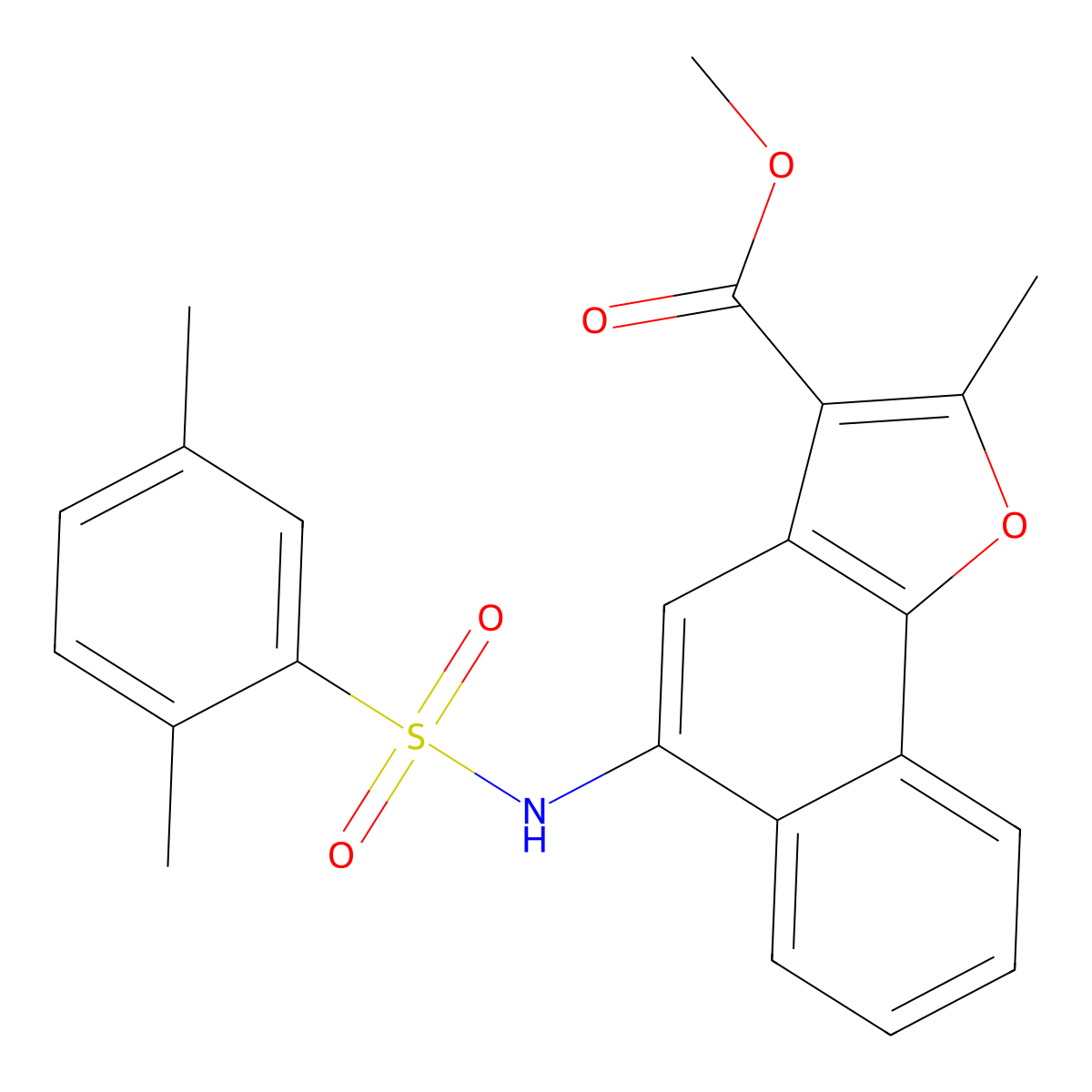 Methyl 5-{[(2,5-dimethylphenyl)sulfonyl]amino}-2-methylnaphtho[1,2-b]furan-3-carboxylate molecular structure, CAS 442553-82-4
