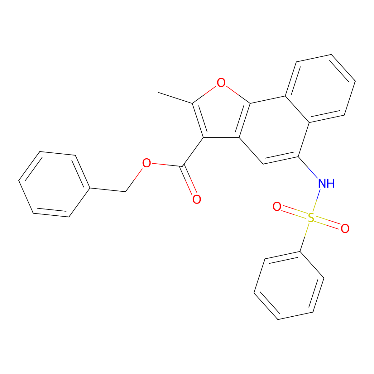 Benzyl 2-methyl-5-[(phenylsulfonyl)amino]naphtho[1,2-b]furan-3-carboxylate molecular structure, CAS 442553-88-0