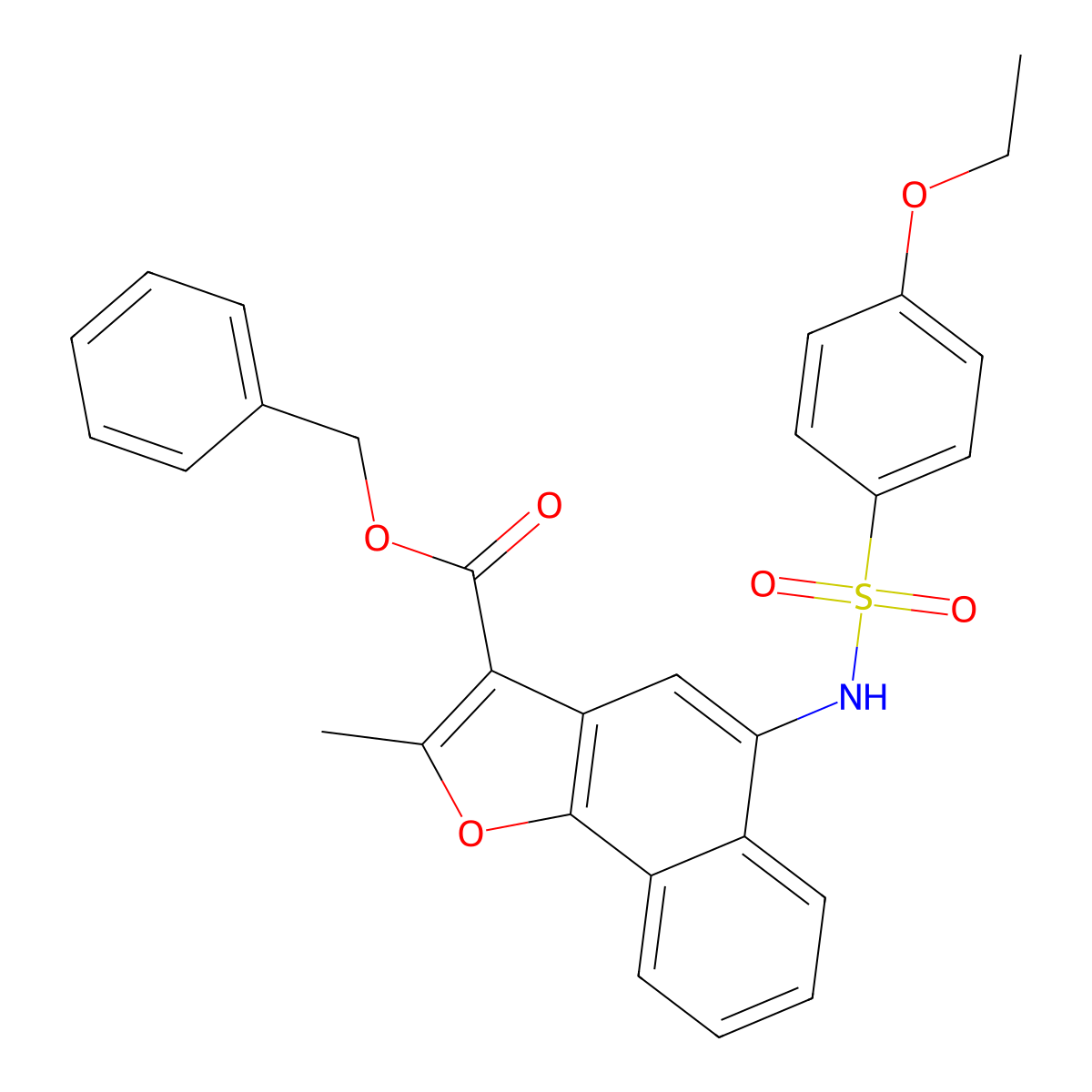 Benzyl 5-(4-ethoxybenzenesulfonamido)-2-methylnaphtho[1,2-B]furan-3-carboxylate molecular structure, CAS 442553-93-7
