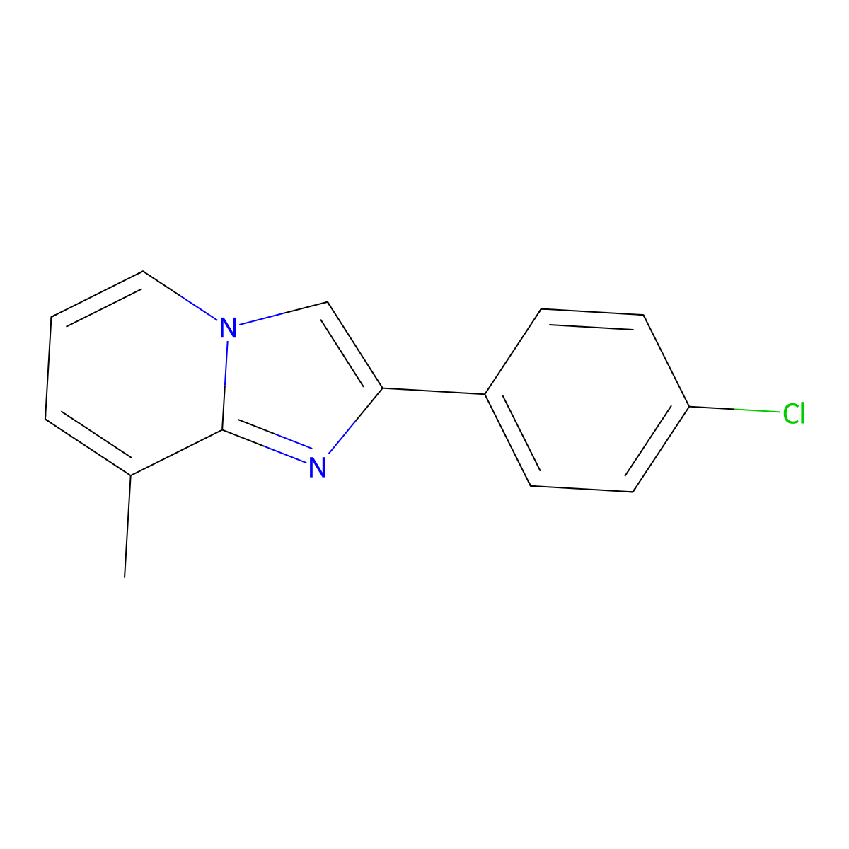 2-(4-Chlorophenyl)-8-methylimidazo[1,2-a]pyridine molecular structure, CAS 442554-03-2