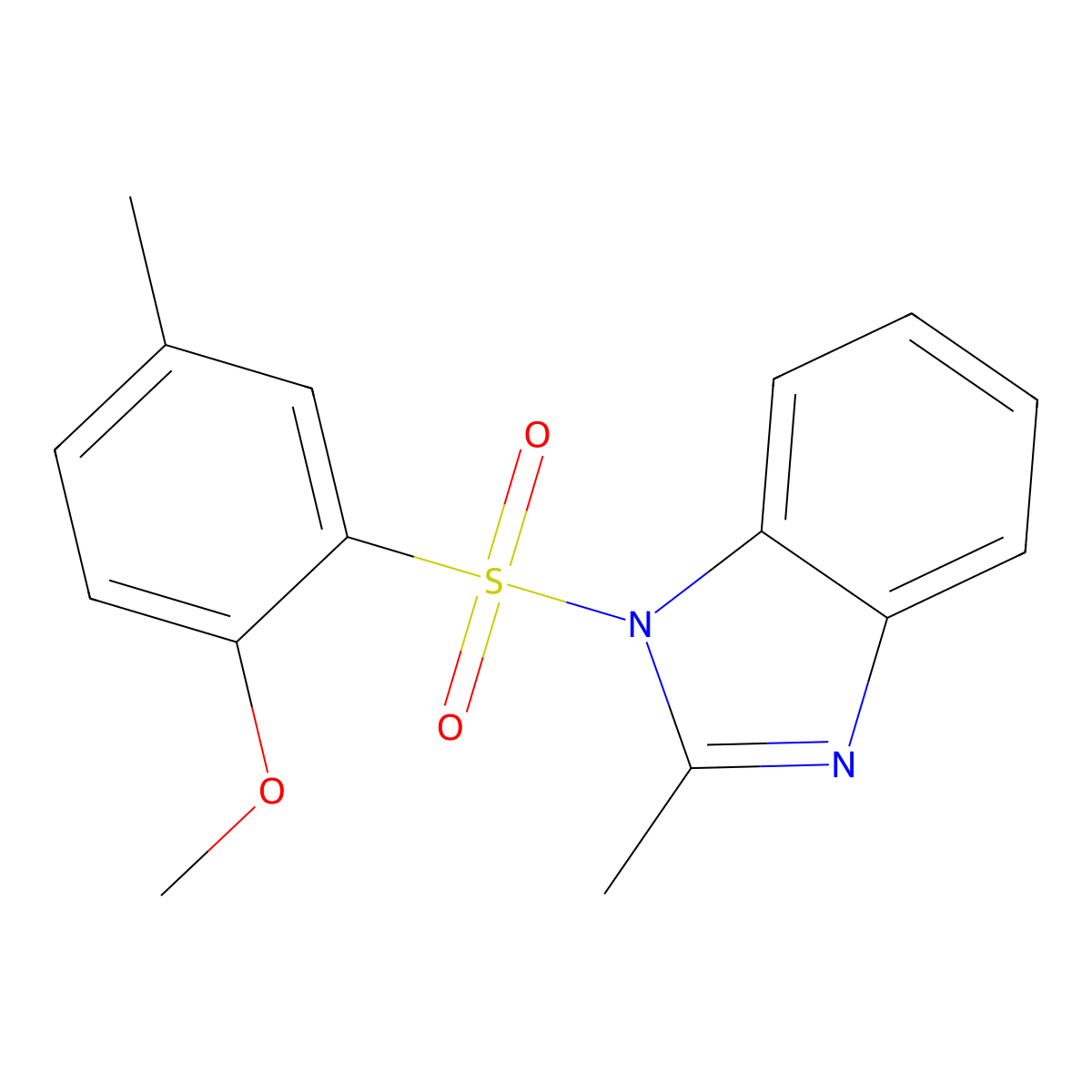 1-(2-Methoxy-5-methyl-benzenesulfonyl)-2-methyl-1H-benzoimidazole molecular structure, CAS 442554-61-2