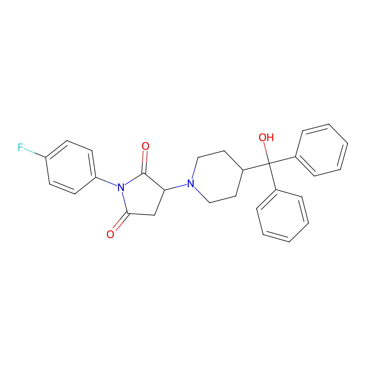 1-(4-Fluorophenyl)-3-{4-[hydroxy(diphenyl)methyl]piperidin-1-yl}pyrrolidine-2,5-dione molecular structure, CAS 442554-69-0